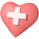 White cross on heart icon.