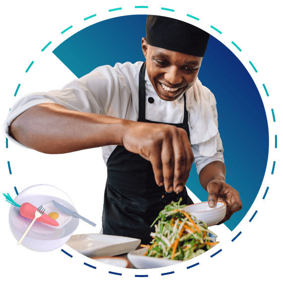 Man seasoning a salad.