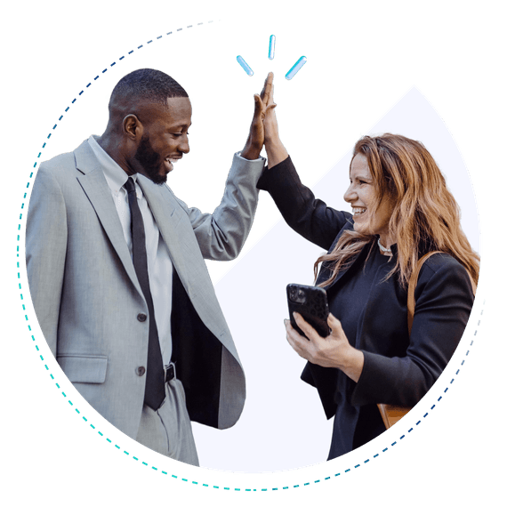 Two people giving each other a high five.