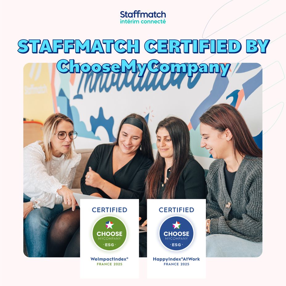 Certification badges and Staffmatch group photo.